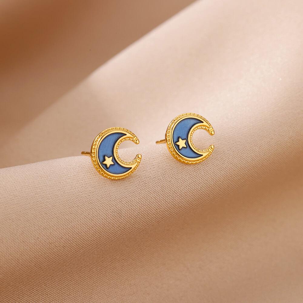 Winzige bunte Emaille Seestern Edelstahl Ohrringe für Frauen Trendige goldfarbene Stecker Ohrringe Wasserdicht Urlaub Zirkon Geschenk