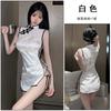 Sex underwear sexy cute side straps hollowed out pure desire temptation cheongsam short skirt white