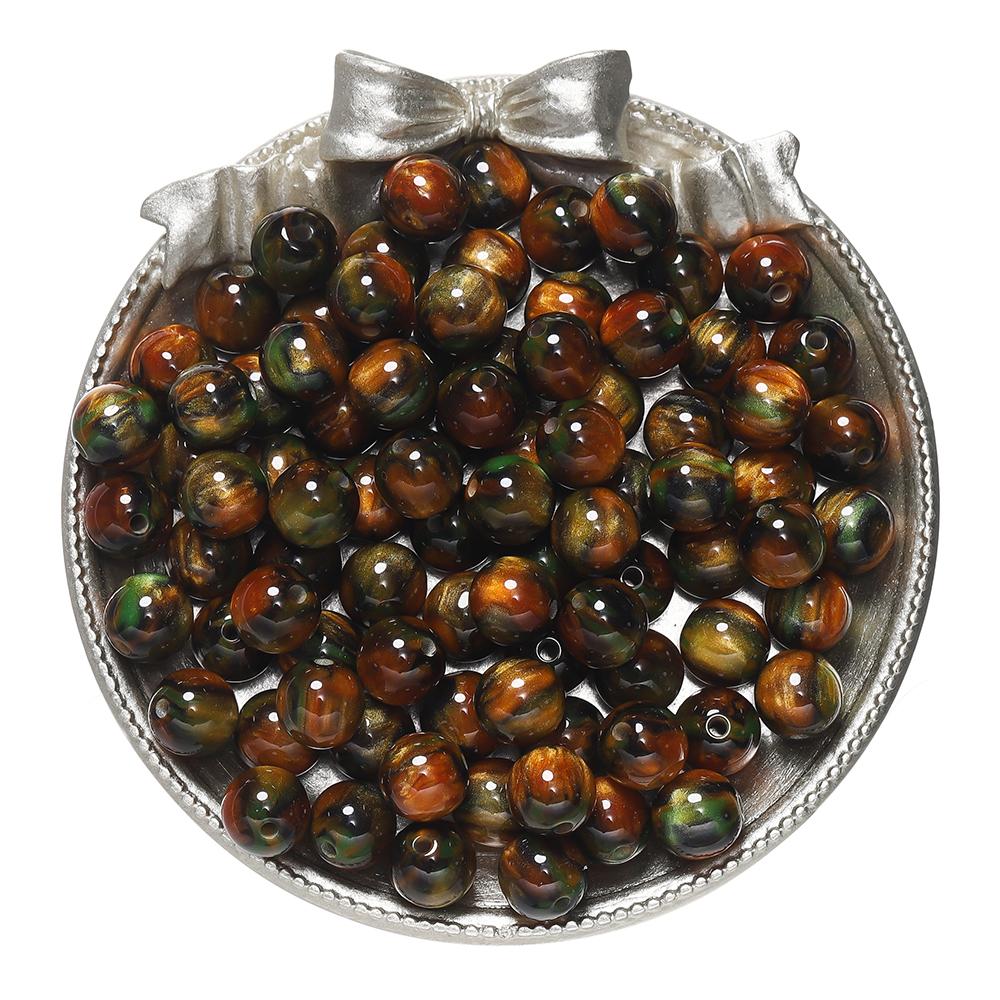 20-50pcs/lot Dark Color Mitation Cat Eye Round Resin Beads Bracelet Spacer Beads For DIY Charm Crafts Jewelry Making Findings