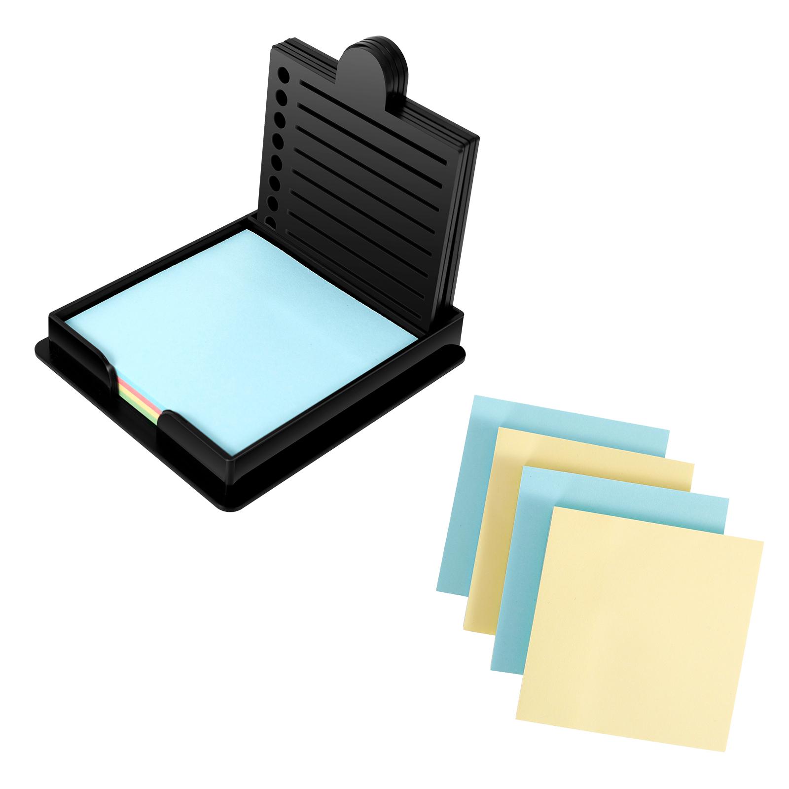 

Держатель для липких заметок с 5 трафаретами Портативный ящик для хранения Практичные подарки Органайзер для блокнота Многоразовый для дома комнаты офисного стола чёрный