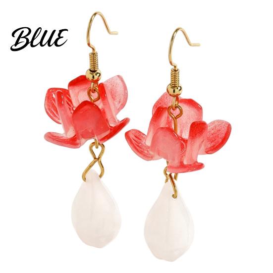 Lotus Flower Earrings 1 Pair for Women Vintage 3D Pink Dangle Pearl Drop Earring Faux Crystal Floral Jewelry Hanfu Cosplay Accessories Fashion Face