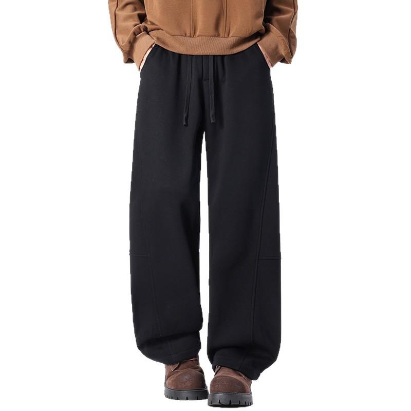American Trendy Brand Versatile Elastic Waist Splicing Scimitar Casual Pants Men's Spring New Loose Casual Knitted Sweatpants
