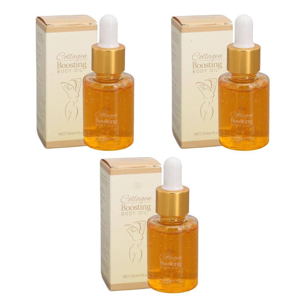 3 Pcs Collagen Boosting Body Oil 30ml Skin Firming Lifting Skincare Oil for Abdomen Arm Breast Buttock