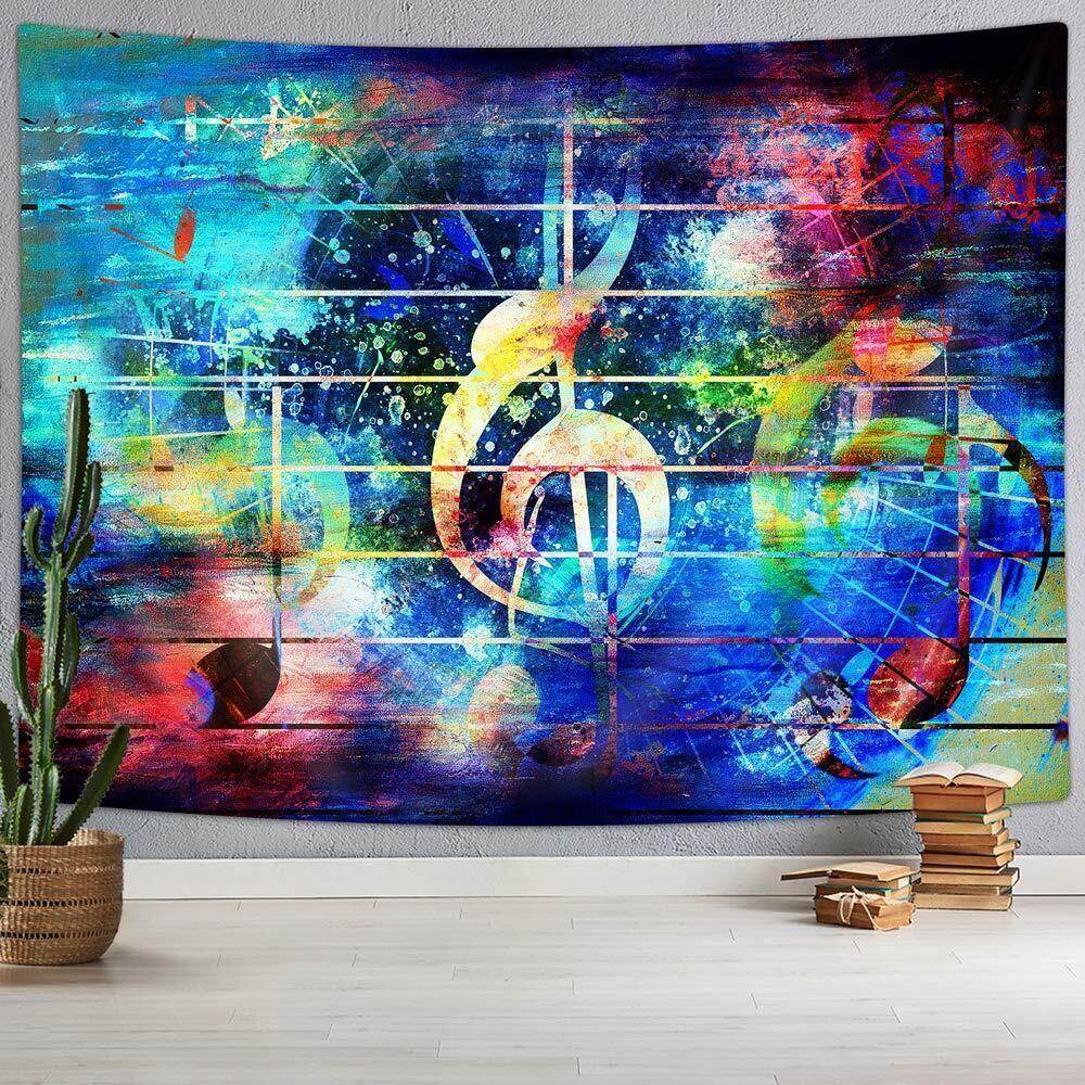 Vintage musical note tapestry on the wall 75x100 чёрный