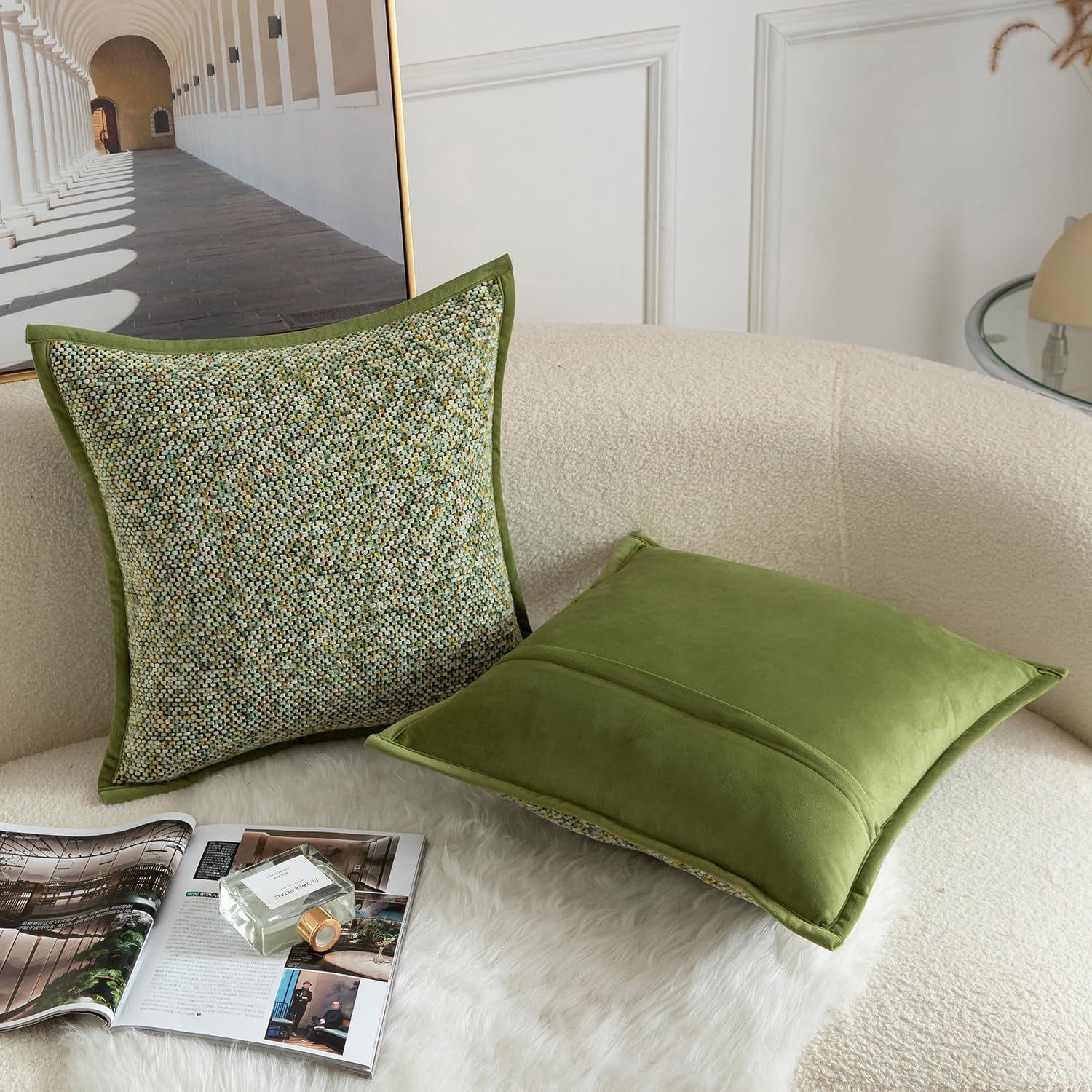 2 stuks Chenille Textuur Effen Kussenhoes Kleurrijk Boho Zacht Fluweel Decoratieve Sierkussenhoes Voor Bank Bed Woonkamer Decor 65x65cm