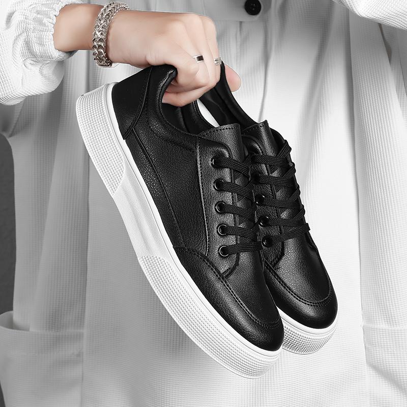 Men's Leather Casual Shoes Fashion Comfortable Lace-up Sneakers Shoes Classic All-match Sport Shoes Soft Low Top Business Shoes
