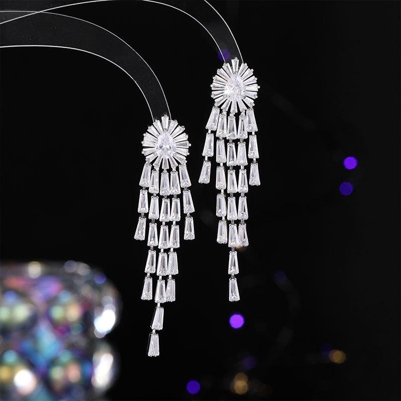 

Высококачественные нишевые серьги модные французские элегантные серьги 925 серебряные игольчатые длинные серьги с бахромой женские