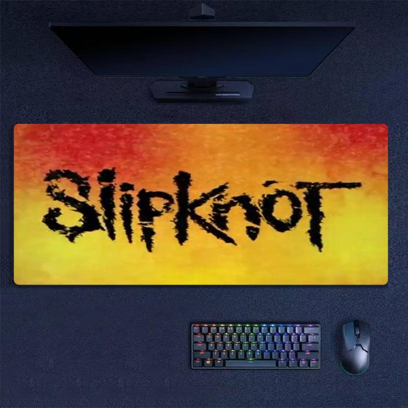 Slipknot Gradient Orange Yellow Background Logo Large Gaming Mouse Pad Non Slip Desk Mat for Metal Fans