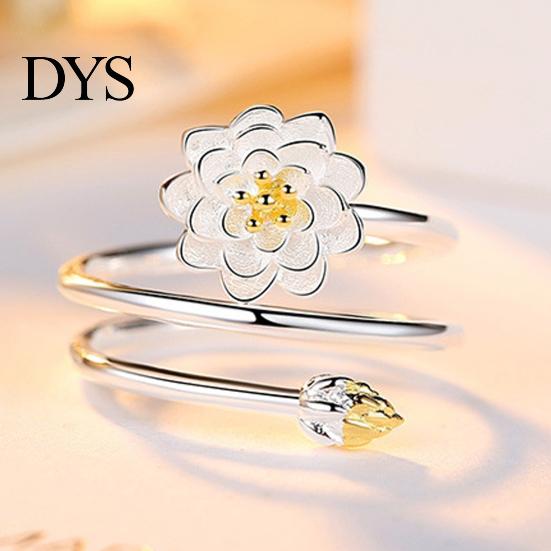 Smooth Women Ring Exquisite Double-layer Lotus Shape Opening Adjustable Lady Circlet Gift Knuckle