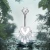 Anneaux de nombril en forme de cœur avec nœud et zircon, piercing de nombril avec pompons en strass, barre de nombril pour femmes, bijoux de corps