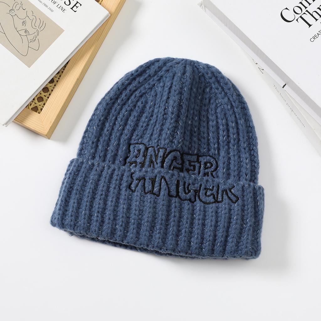 English Alphabet Embroidery Knitted Wool Hat Women's Hat Fashion Versatile English Alphabet Splicing Hat Women's