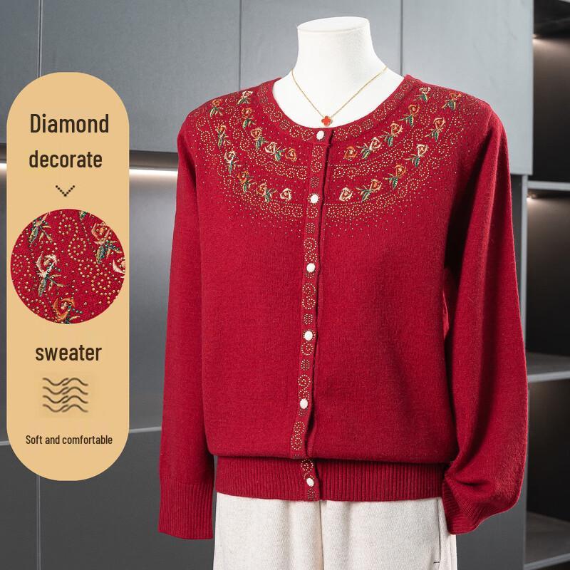 

Women s Elegant Embroidered Winter Knitted Pullover 2XL