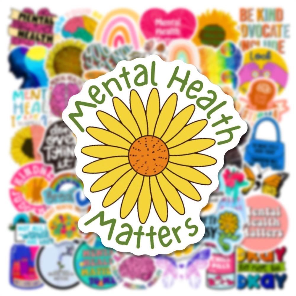 50Pcs Mental Health Awareness Stickers Laptop Notebook Phone Fridge Room Psychology Therapy Aesthetic Diy Decal Sticker