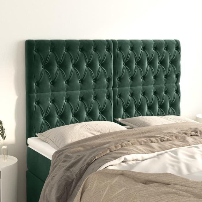3116719 vidaXL Têtes de lit 4 pcs Vert foncé 72x7x78-88 cm Velours