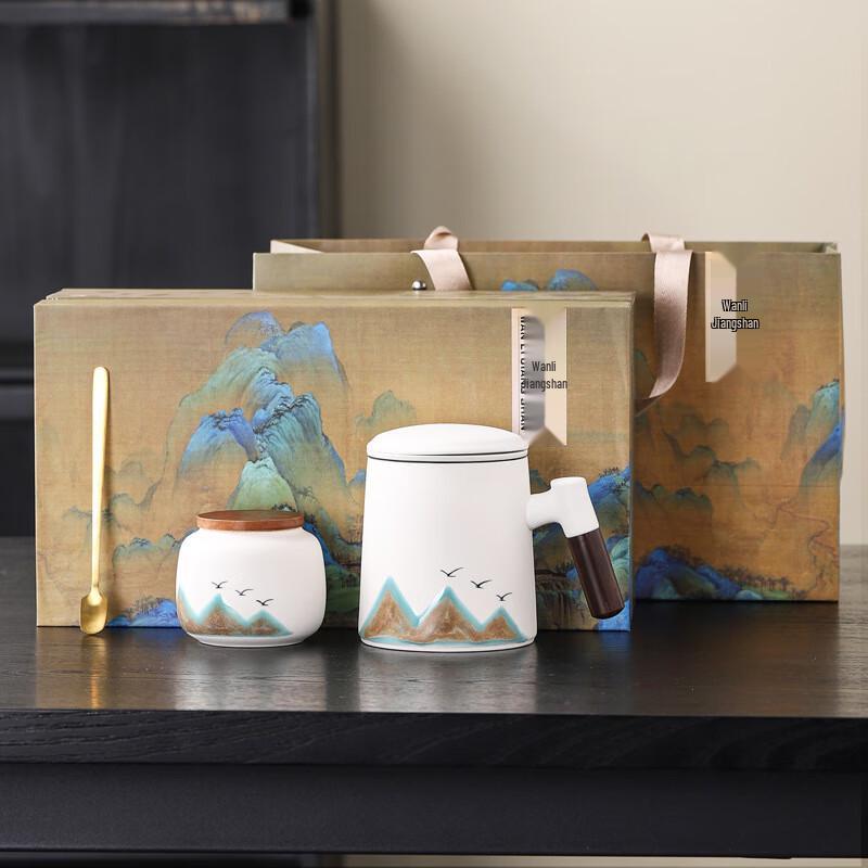 Shangqi Ceramic Landscape Tea/Water Cup Set