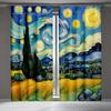 Van Gogh's "Sternennacht" Kunstwerk Druck Vorhänge Verdunkelnde Fenstergardinen für Heimdekoration, Stangentasche Verdunkelungsvorhänge
