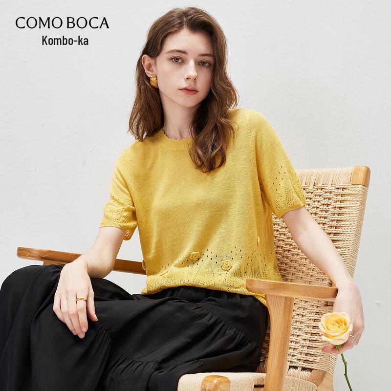 Comon Boka Women s Linen Blend Crochet Lace Short Sleeve T-shirt XL