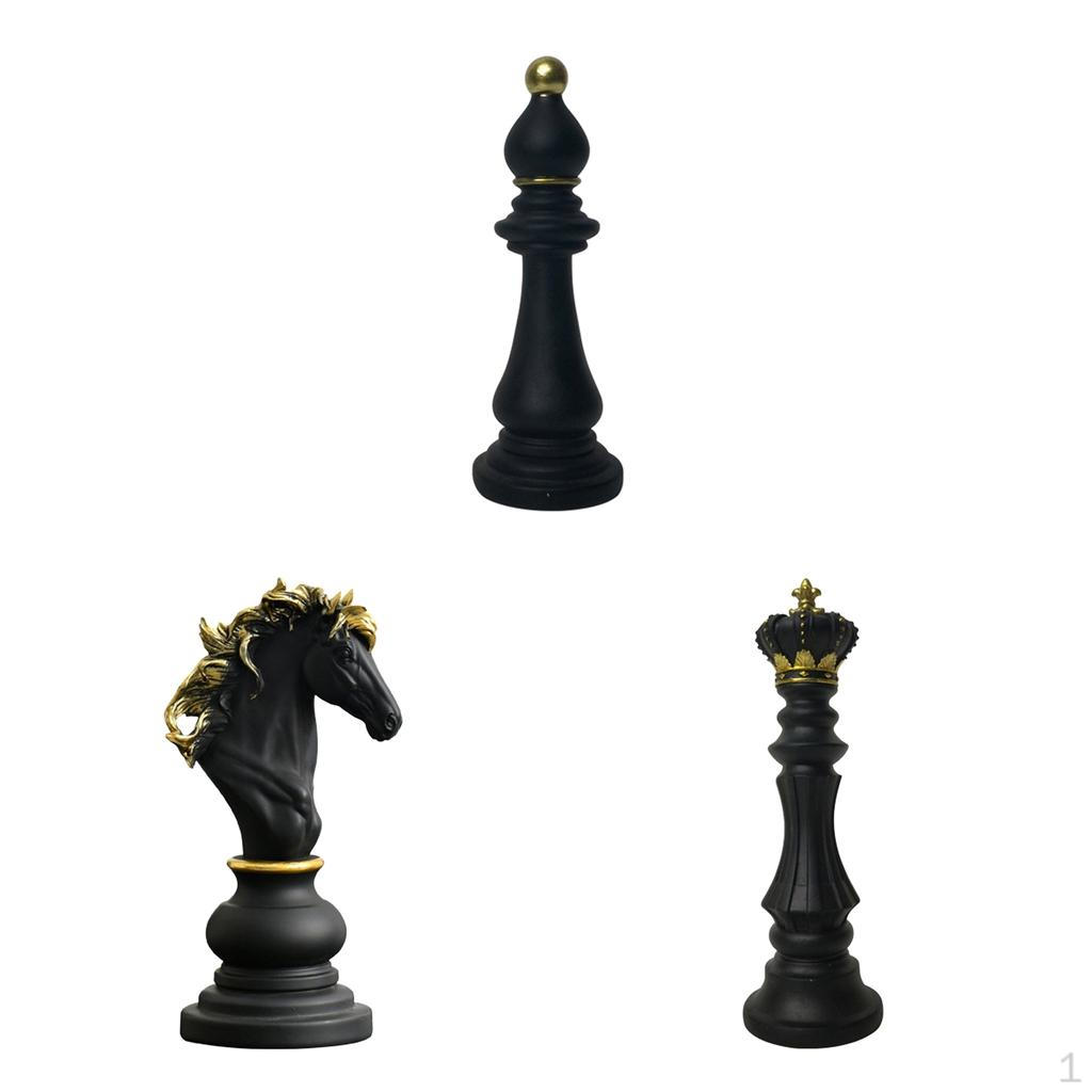 

3 шт. Статуэтки шахматных фигур из смолы, Деликатные современные коллекционные фигурки для офиса, винного шкафа