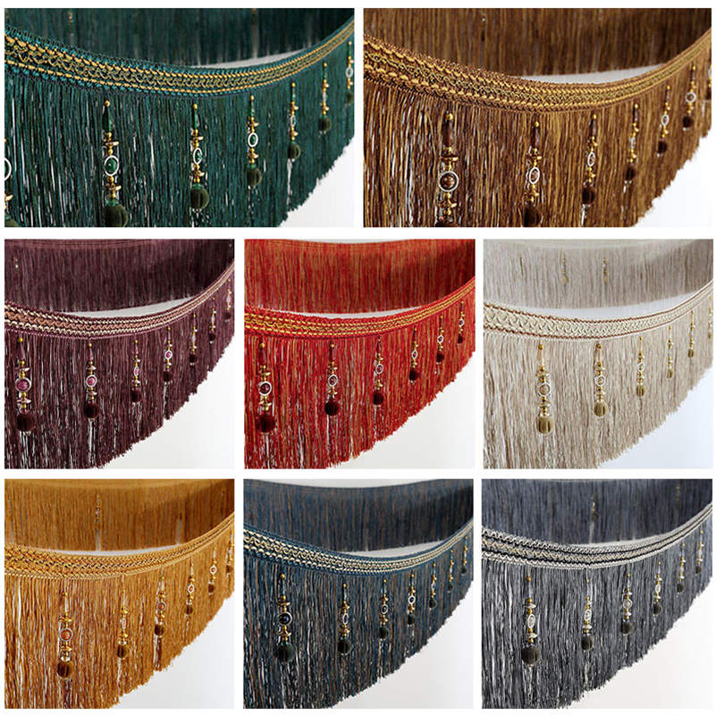 2/4/6 Meter European Style Tassel Beaded Curtain Fringe Sewing Trim DIY Sofa Curtain Trim Tassel Edge Decor Accessories 16-20cm