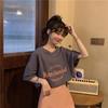 Sommer 2024 Koreanischer Retro Midilänge Locker Übergröße Trendiges Damen Kurzarm T-Shirt