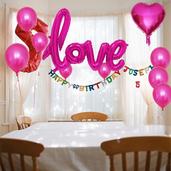 1 Set Heart Balloon Inflatable Conjoined Aluminum Foil Happy Valentine's Day Love Letter Balloons Decor for Holiday