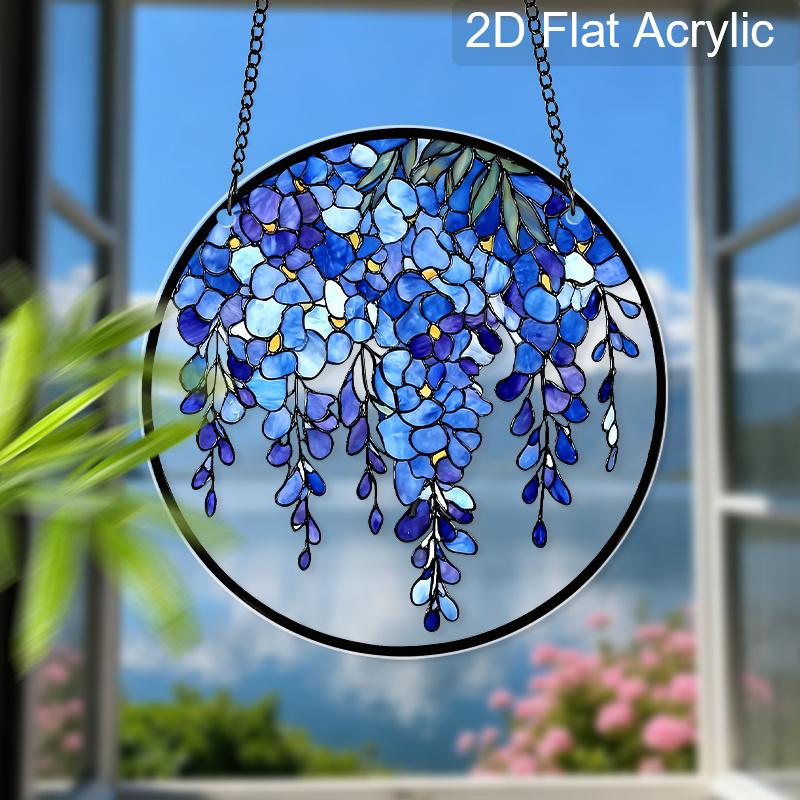 Acrylic Wisteria Flower Suncatcher Stained Glass Effect Window Hanging Ornament Floral Gift for Home