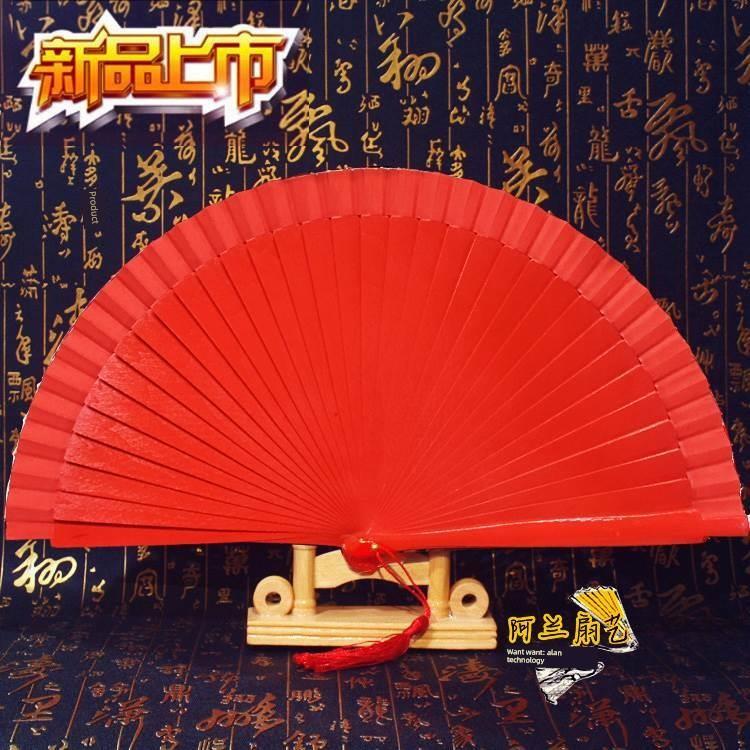 Double-Sided Easy-Open Folding Fan, Group Performance Fan, Retro Fan for Show, Dancing, Bright Red Model Dance Fan, Chinese Style