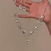 French Minimalist Diamond Water Drop Tassel Earring & Necklace Set - Elegant Luxury Clavicle Chain for Women