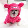 Hooded Ear Decor Four-Legs Plush Warm Buttons Closure Pet Coat Cartoon Shape Pet Dog Jumpsuit Pet Supplies