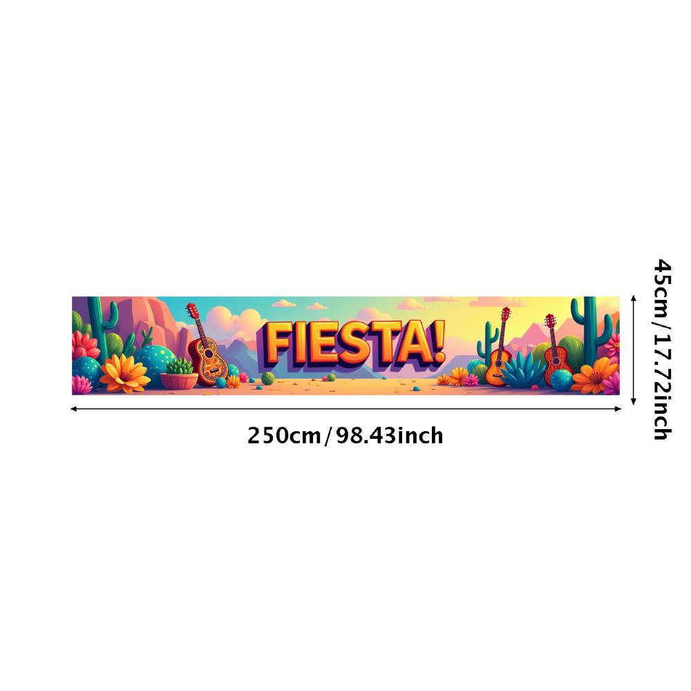 Fiesta Party Banner Vibrant Mexican Cactus Floral Festive Event Backdrop Celebration Decorations Photography Background Props