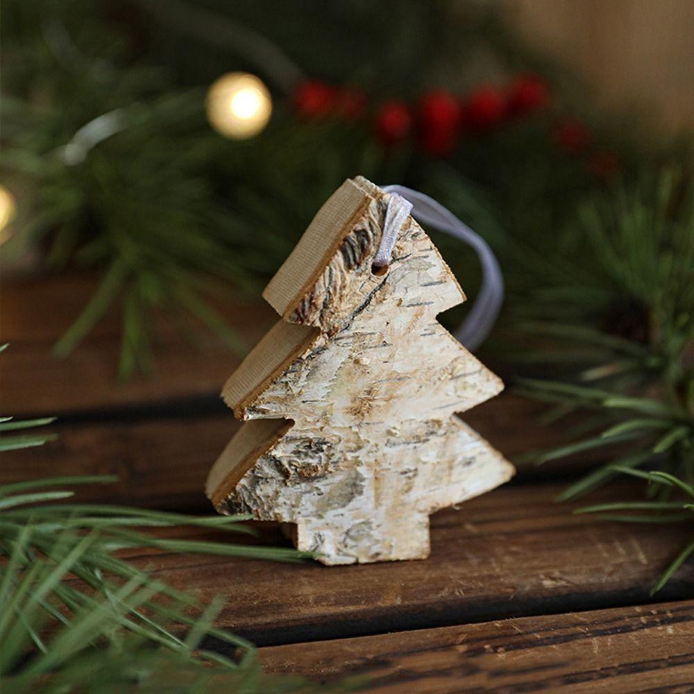 2pcs DIY Christmas Wooden Snowflake Pendant Cartoon Christmas Hanging Decoration Hotel Office Decor