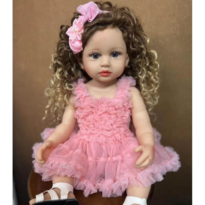 Nový příchod Lifelike Princess Reborn Baby Dolls celosilikonový vinyl voděodolný bebe Reborn Boneca zakřivené vlasy Girls Playmates
