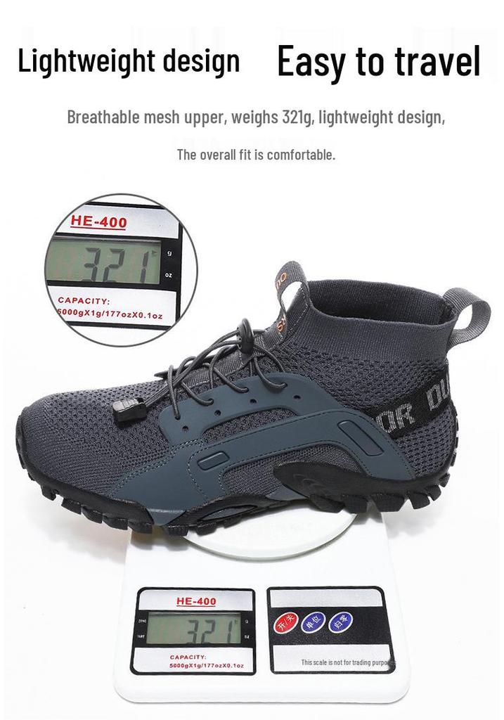 Men's Breathable Flyknit Hiking Shoes - Non-slip, Wear-resistant, Quick-drying, Mid-top Canyoning and Trekking Shoes