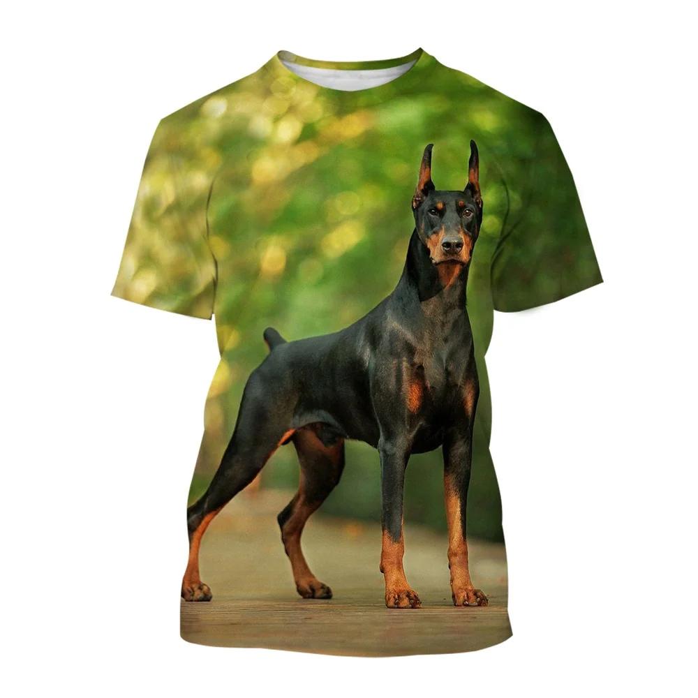 Summer Round Neck 3D Funny Animal Dog Graphic Print Top Fashionable Casual Short Sleeved Men's T-shirts