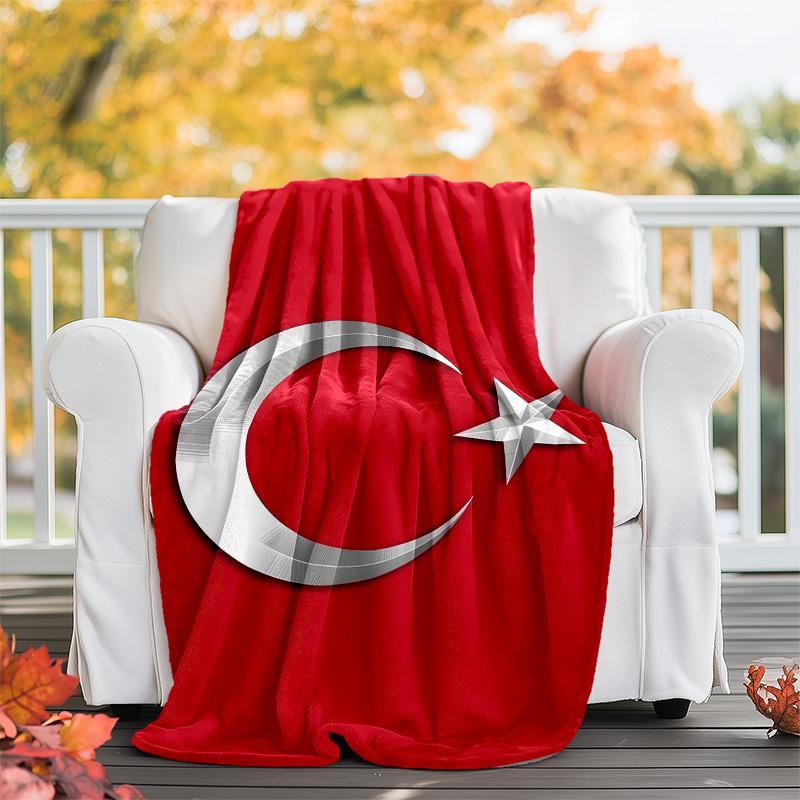 1pc TURKIYE Theme Blanket - Digital Print, Polyester, Cozy for All Seasons, Perfect for Outdoor, and Travel
