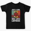 Just A Girl Who Loves Ladybugs Cute Insect Retro Sunset Graphic Kids T-Shirt