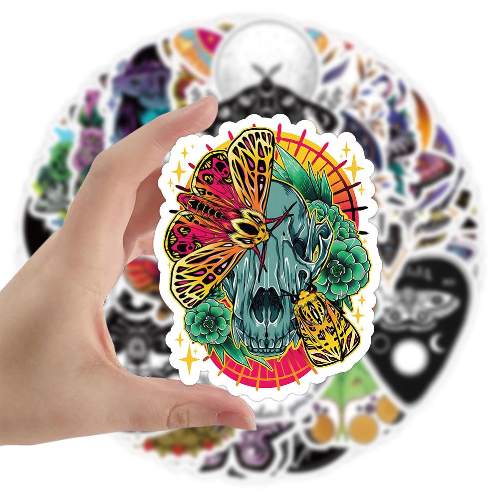 10/50 pegatinas Retro de mariposa fantasma, pegatinas de grafiti de polillas para equipaje DIY, portátil, monopatín, motocicleta, pegatinas para bicicleta