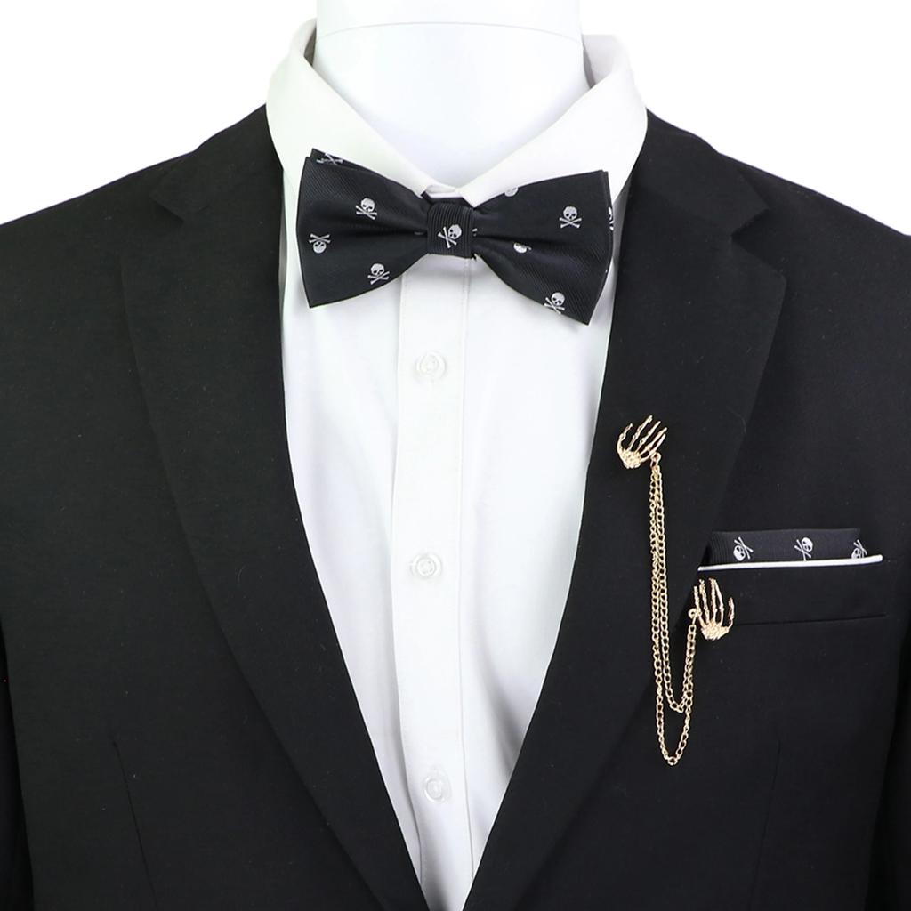 Набір краваток-метеликів, візерунок із зображенням черепа-дракона, чоловіки, платок із метеликами, брошка з китицями, весілля, вечірка на Хелловін,