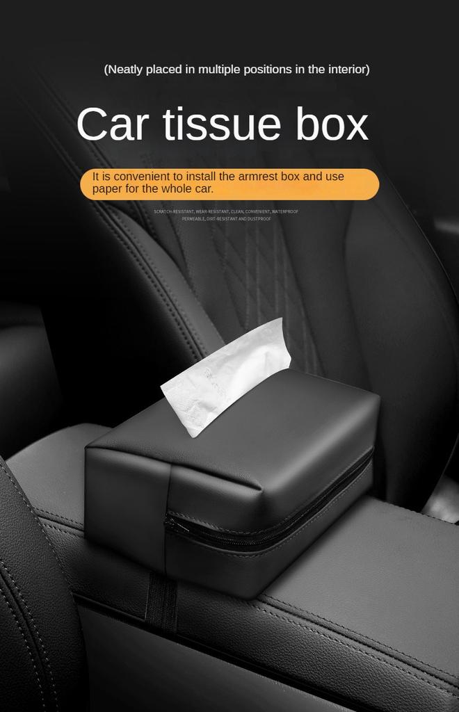 Car Armrest Tissue Box Leather Auto Seat Back Paper Tower Storage Bag Universal Sun Visor Sunshade Tissue Holder