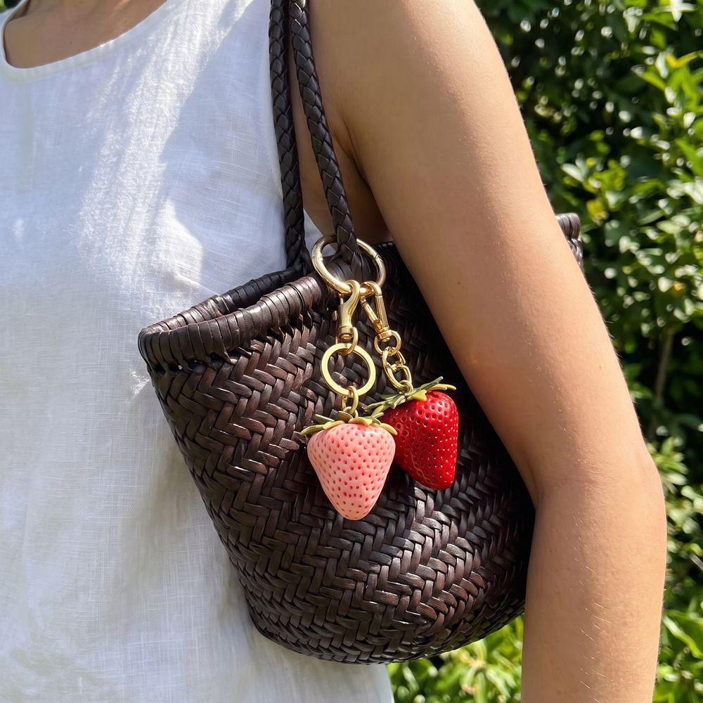 DIY Strawberry Keychain Elegant Bag Pendant Bag Accessories Fruit Bag Charm Key Ring