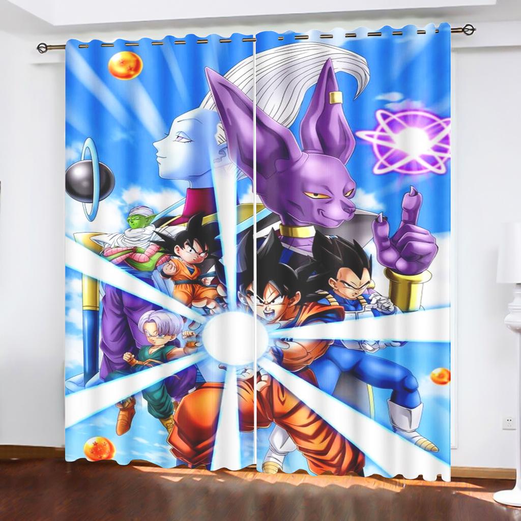 Dragon Ball Anime Curtains for Living Room Bedroom Blackout Drapes 1pc Home Decor Perforated Dustproof