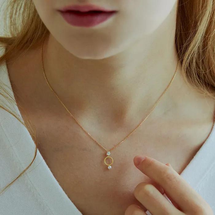 Pearl Cubic Round Necklace (Silver 925) SHNE0004