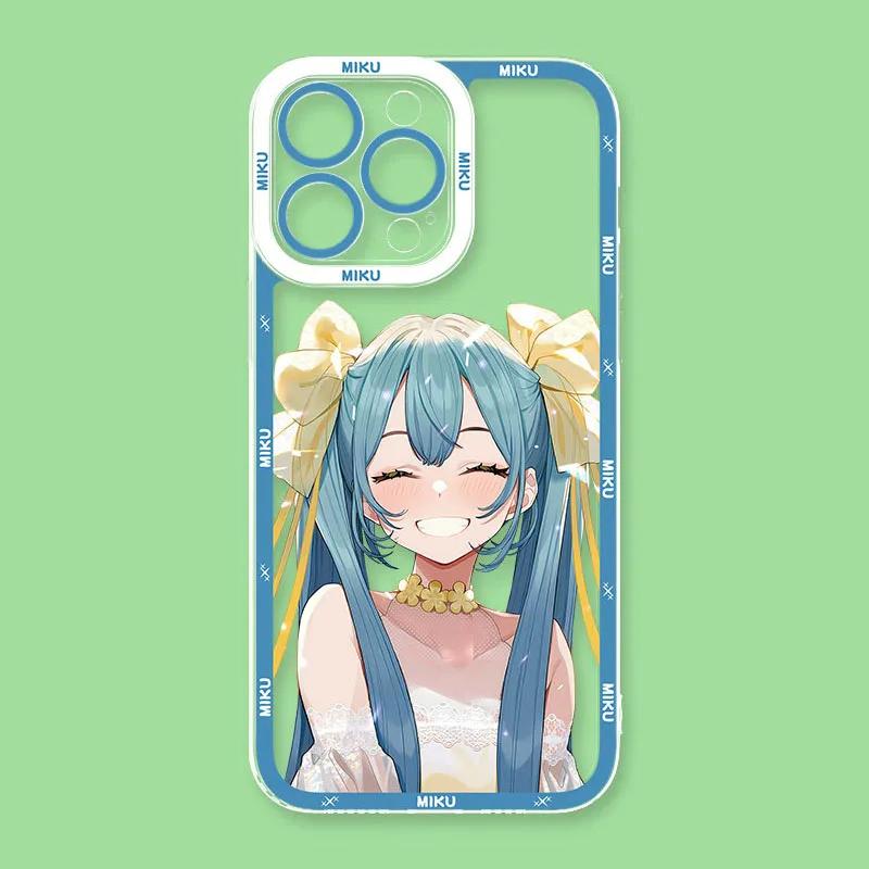 Kawaii Cartoon Hatsune Miku Shockproof Case for iPhone 17 Air 16 E 15 14 Plus 13 12 Mini 11 Pro Max Washable Silicone Edge Cover