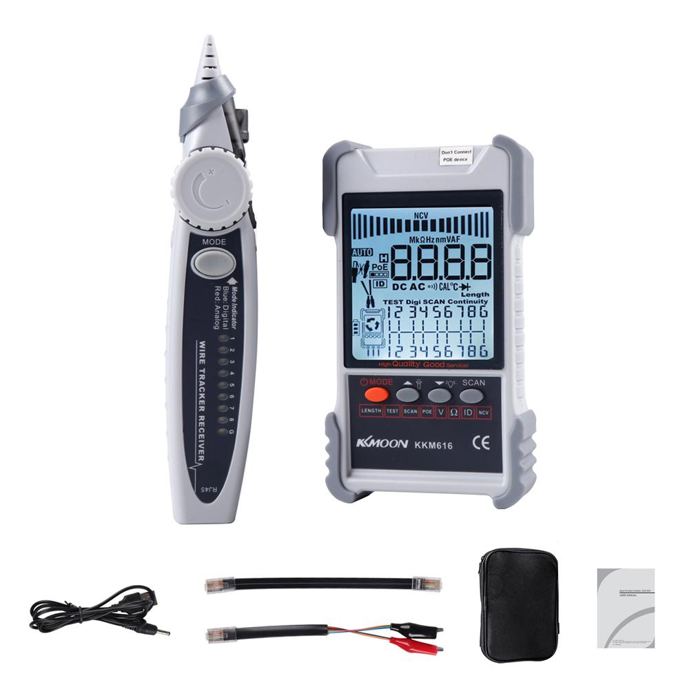 Kkmoon KKM618 LCD Ekranlı El Tipi Taşınabilir Kablo Test Cihazı Analogları Dijital Arama POE Test Kablosu