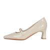 Sexy Sheepskin High Heels New Square Head Temperament Patent Leather Single Shoes Thick Heel
