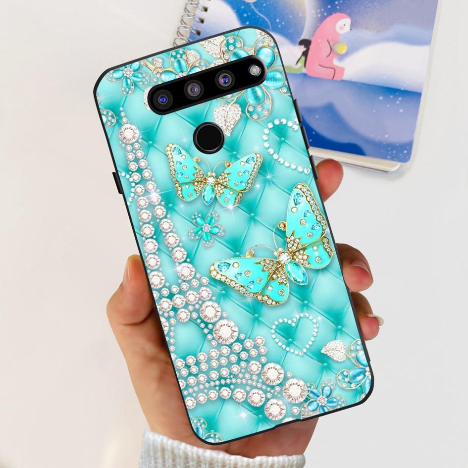 For LG V35 ThinQ Case Cover For LG V40 V50 V50S ThinQ Shockproof Silicone Cases Fashion Flower Soft Funda For LGV50 ThinQ Bumper
