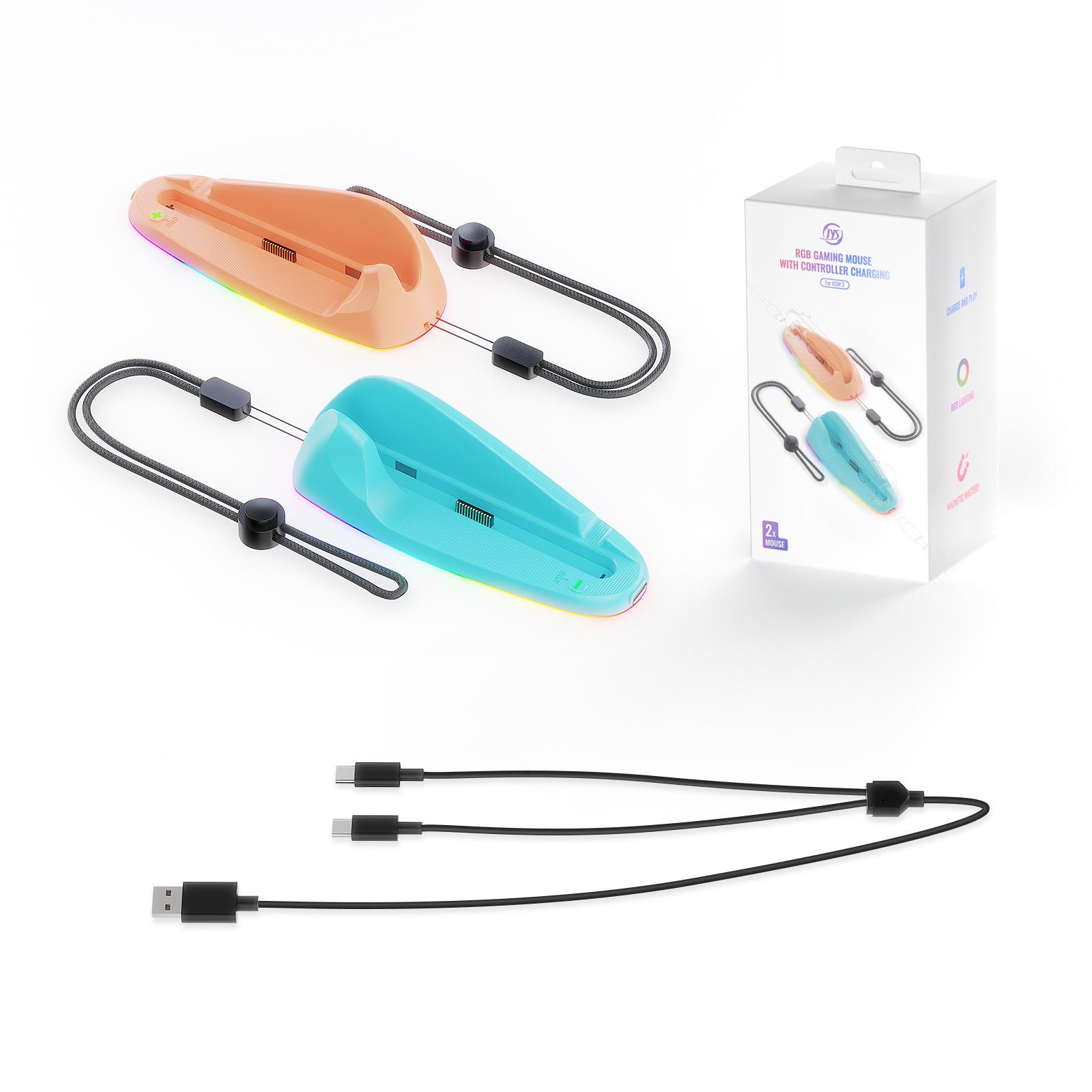 

JYS JYS-NS2320 2Pcs for Nintendo Switch 2 Joy-Con Controller Mouse Dock RGB Light Magnetic Charging Base B