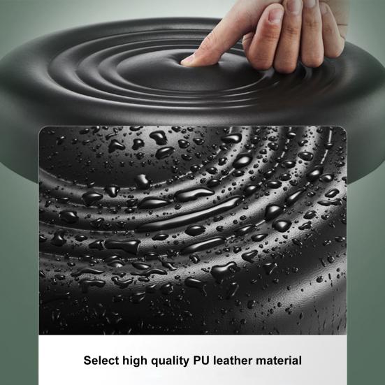 Beauty Stool, 360-degree Rotation Wheel Bar Stool, Height Adjustable Salon Chair, Faux Leather Cushioned Office Shop Stool, with Metal Frame (Black)