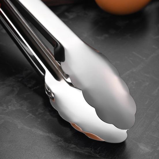Pince de service Poignée en silicone antidérapante Manche rouge Acier inoxydable résistant à la chaleur Pince alimentaire Cuisine BBQ Buffet Pince pour égoutter l'huile