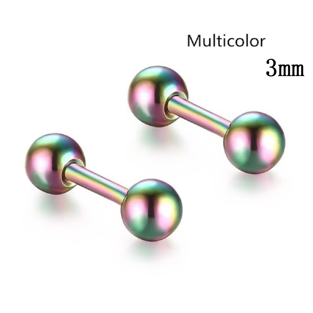 Fashion Gold Barbell Round Studs Black Stainless Steel Ball Stud Earrings Fashion Jewelry Earrings